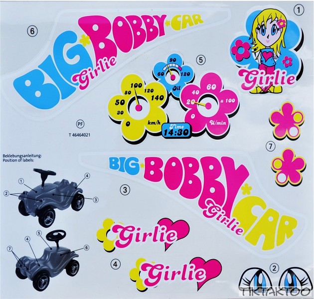 big bobby car classic stickers classic girlie tiktaktoo