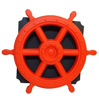 Moveandstic plate 40x40cm titanium gray with ship's steering wheel red