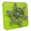 move and stic plate 40x40cm apple green with gray pirate steering wheel 