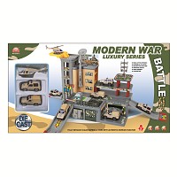 Military station playset with 2 cars and a helicopter 1
