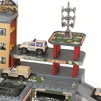 Military station playset with 2 cars and a helicopter 3