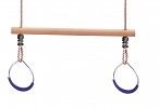 Trapeze with gymnastic rings metal and rope blue  