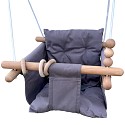 Baby swing wood/fabric gray