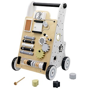 Baby walker with xylophone white, wooden baby walker
