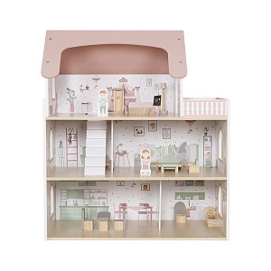 Dollhouse with 14-piece accessory set, pink Dollhouse with 14-piece accessory set, pink