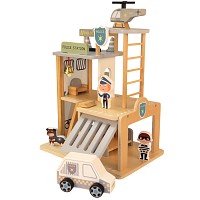 Wooden police station, police station incl. accessories