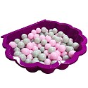 magenta-pink water shell with 100 colored balls (grey and light pink)