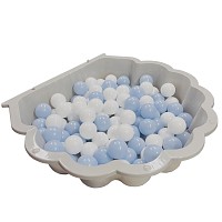gray water shell with 100 colored balls