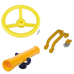 Climbing frame set steering wheel, telescope and handles yellow
