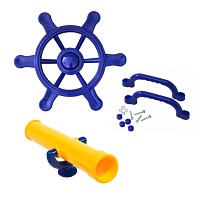 Climbing frame set steering wheel, telescope and handles blue