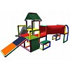 Moveandstic multi playing facility with slide climbing tower and crawling tube 
