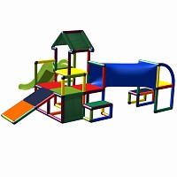Moveandstic multi playing facility with slide climbing tower and crawling tube 