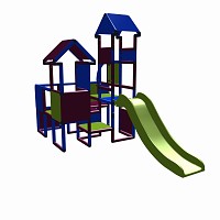 Moveandstic Moritz  - play castle with slide - magenta/ blue/ apple-green