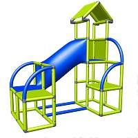 Moveandstic Felix - climbing tower with crawling tube and exit in apple green and red Moveandstic Felix - climbing tower with crawling tube and exit in apple green and red