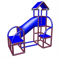 Moveandstic Felix - climbing tower with crawling tube and exit in magenta-blue