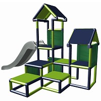 Play tower Gesa - climbing tower for toddlers with slide and fabric inserts apple green-titanium gray