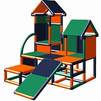 Moveandstic climbing tower Luise in the color combination orange - titanium-grey -  green