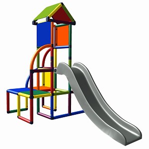 Moveandstic Toni - climbing tower with slide and roof multi-colored  