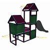 Play tower - Gesa - Climbing tower for toddlers with slide and fabric inserts titanium-grey - magenta 2