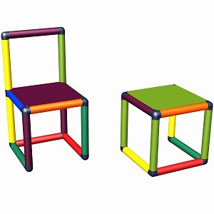 Move and stic chair set Felix multi colored 