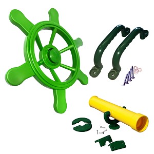 Climbing frame set, steering wheel, binoculars and handles, colored