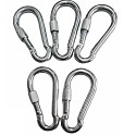 Snap hook 5 pieces 9x90mm M8 with safety nut, swing snap hook with safety lock