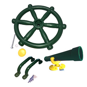 Climbing frame set pirat steering wheel, telescope and handles green