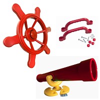 Play tower set - red - pirate steeling wheel, telescope, handles  