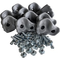 Set of 10 climbing rocks grey boulder wall, climbing grabs