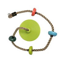 Climbing rope with knots and disc swing Climbing rope with knots and disc swing
