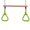 Wood trapeze with plastic rings