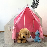 TikTakToo children play house Tippi children tent indoor toy tent for children with fabric roof pink or blue (fabric roof pink)