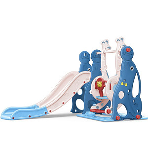 Toddler combination with swing and slide seal - blue